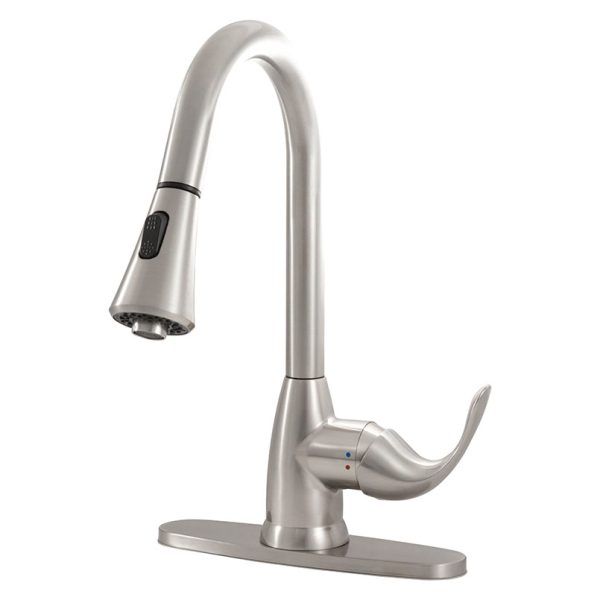 1 HANDLE PULL-DOWN SPRAYER KITCHEN FAUCET - 803 BRUSHED NICKEL - Image 4